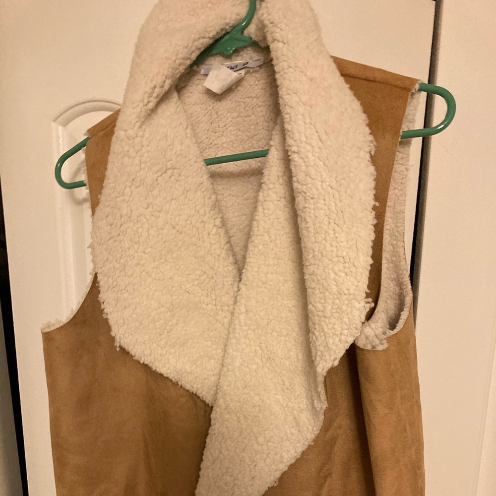 Faux suede and wool coat